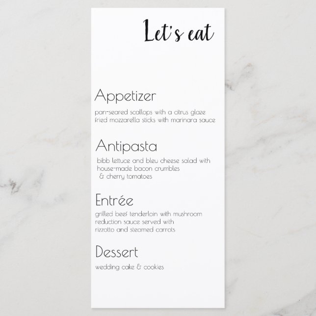 Menu Comida de Eventos - Quatro Cursos (Frente)