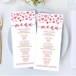 Menu Comida do Chá de panela Rosa Vermelho