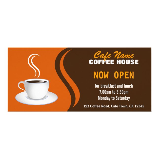 Menu Compro Café Brown e Orange Café Rack Cards (Frente)