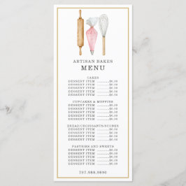 Menu Confeiteiro de Padaria Aquarela Utensílios de Conf
