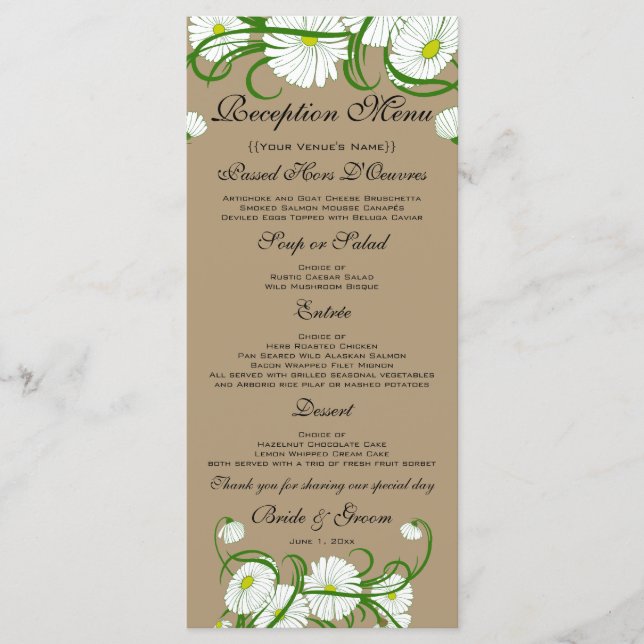 Menu Conjunto de casamento de flores de margarida Gerbe (Frente)