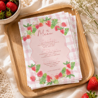 Menu Conquette berry Morango Floral Fofo