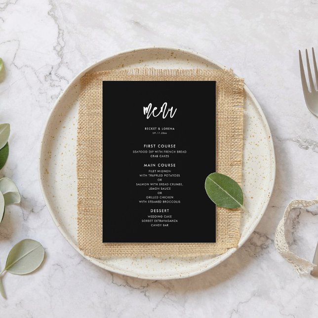Menu Contemporary modern black wedding (Criador carregado)