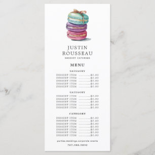 Menu Cookies de pastelaria de padaria de aquarelas