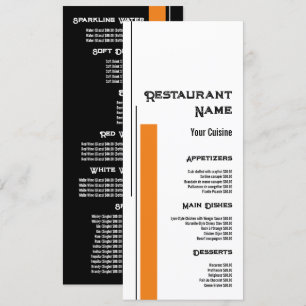 Menu Cor clássico de bloco, restaurante Slimline
