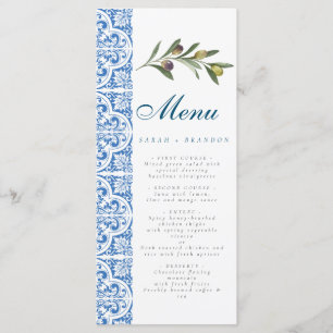 Menu Cor d'água Laranja Azul azulejo MediterrâneoOlive