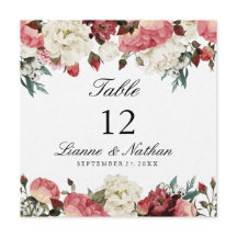 Cor-de-água rosa e Mesa floral branca + placa de m