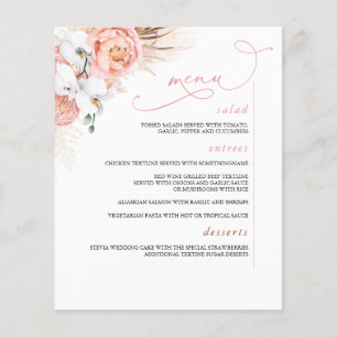 Menu Cor-de-Rosa Botânica Floral Pampas