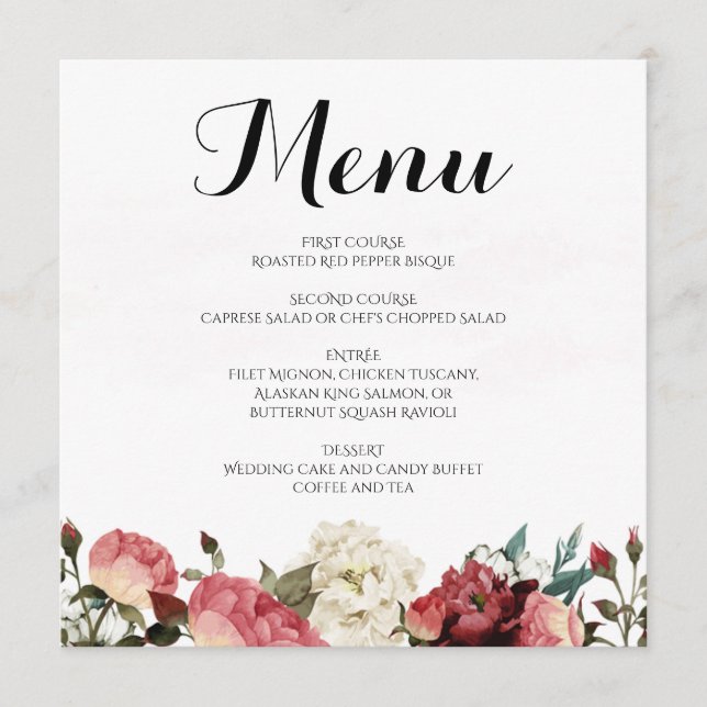 Menu cor-de-rosa do casamento (Frente)