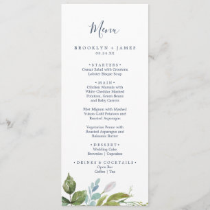 Menu cor-de-rosa do comensal de casamento das