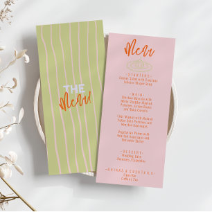 Menu Cor Laranja Cor-de-rosa Colorida Casamento Quirky