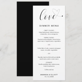 Menu Coração de Amor Casamento Elegante
