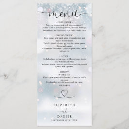 Menu Coração de Flocos de Neve de Inverno Script Jantar