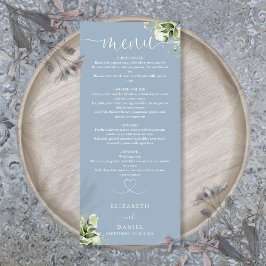 Menu Coração de Verdura Azul Empoeirado Casamento Janta