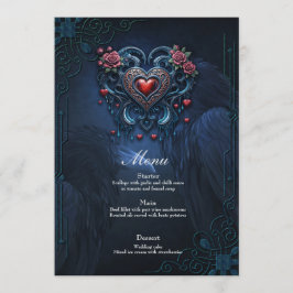 Menu Coração gótico desenhado de forma artística
