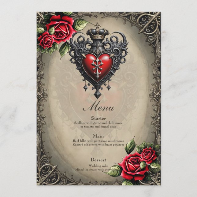 Menu Coração gótico elegante, mas místico (Frente)