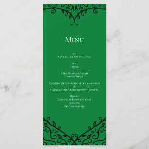 Menu Coração Gótico-Menu Plano Verde e Preto