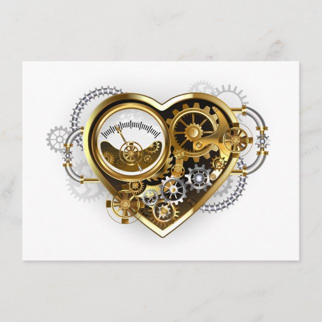 Menu Coração Steampunk com Manômetro (Frente)