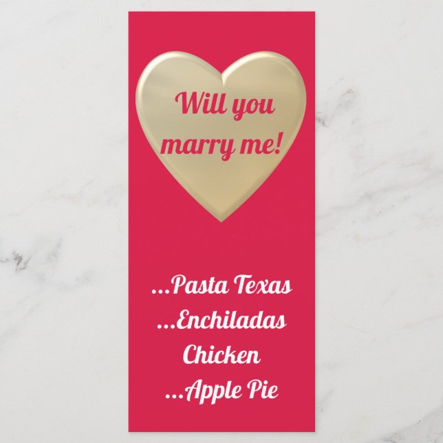 Menu corações dourados (Frente)