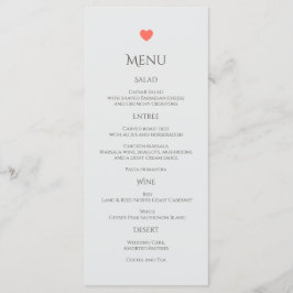 Menu Coral Heart Wedding