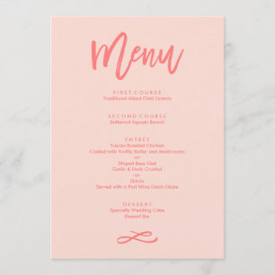 Menu coral indicado por letras do casamento da mã