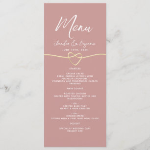 Menu Corda de Coração de Rosa Dourada empoeirada Casame