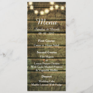 Menu Corda rústica do frasco de pedreiro das luzes que