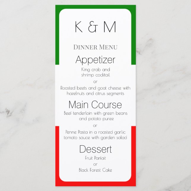 Menu Cores da Bandeira da Itália (Frente)