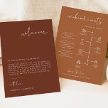 Menu CORIANDER Bohemian - Carta de boas-vindas<br><div class="desc">Esta carta de boas-vindas do casamento e a linha do tempo apresentam uma fonte escura escrita à mão e um design moderno minimalista com uma combinação boho terracotta, laranja queimada e cor branca. Edite com facilidade o texto *maioria* nesta linha do tempo. Clique em 'clicar para personalizar mais' na seção...</div>