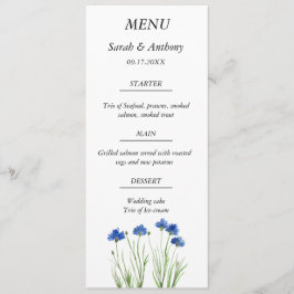 Menu Cornflower Wildflower Blue Floral Comida