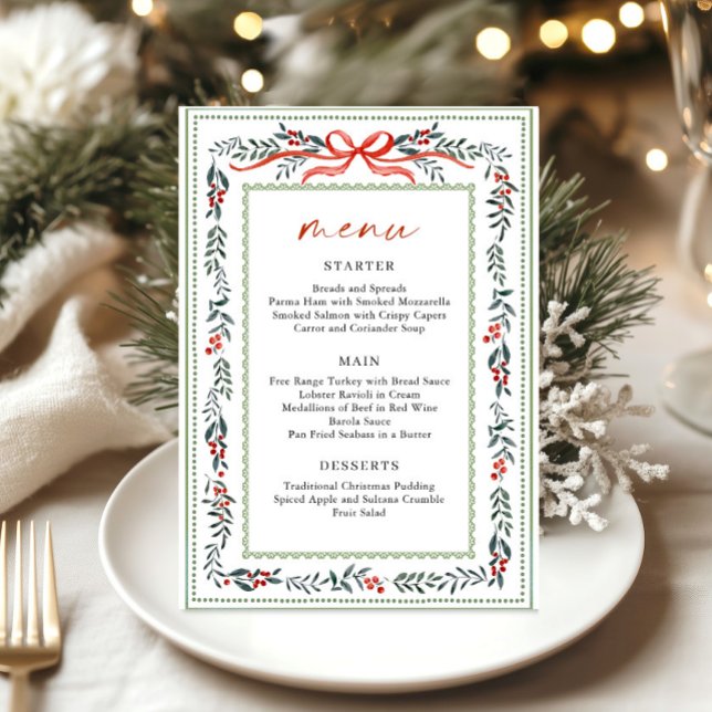 Menu Coroa de Arco Vermelho Caprichoso de Natal Jantar  (Criador carregado)