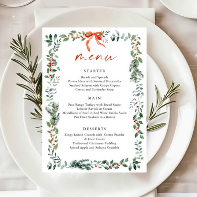Menu Coroa de Arco Vermelho Caprichoso de Natal Jantar  (Criador carregado)