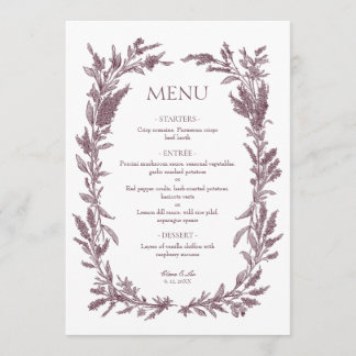 Menu Coroa de Flores Silvestres Rústicas Borgonha para