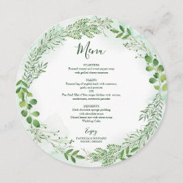 Menu Coroa de Folhagem Verde Folhagem Casamento Cardápi