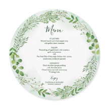Coroa de Folhagem Verde Folhagem Casamento Cardápi