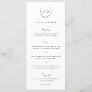Menu Coroa de Monograma Clássico Crista Casamento Elega
