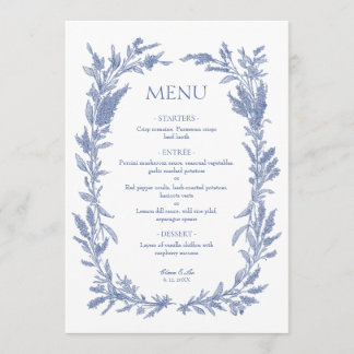 Menu Coroa de Noiva de Flor Silvestre Azul Romântica