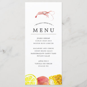 Menu Cozido de Camarão Tema Cinza de Cozido de Frutos