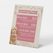 Menu Creme e Link Floral Dog Grooming Services