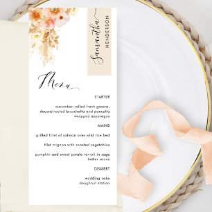 Menu Creme e Rosa Pêssego Personalizado com o Nome do C
