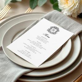 Menu Crest. Casamento Monograma Elegante