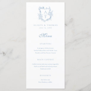 Menu Crest Monograma Dusty Casamento Azul