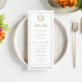 Menu Crest Palm Tree Monograma Deixa Comer Casamento Tr