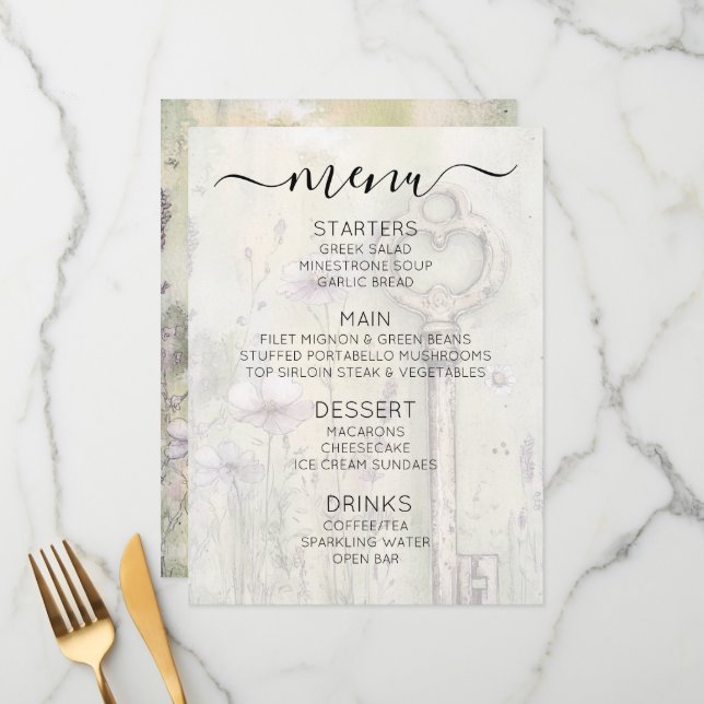 Menu Criar Chave Rústica Shabby Chic Personalizada (Frente/Verso In Situ)