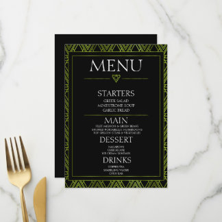 Menu Crie o Seu Próprio - Arte Deco Preta Minimalista