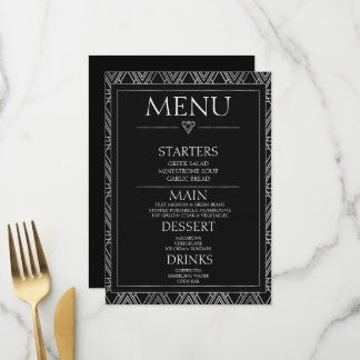 Menu Crie o Seu Próprio - Arte Deco Preta Minimalista