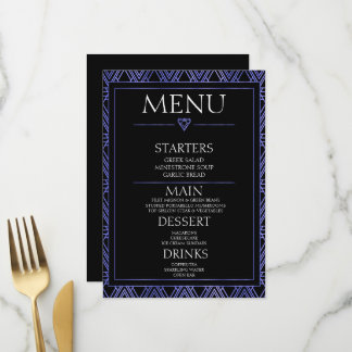 Menu Crie o Seu Próprio - Arte Deco Preto Minimalista
