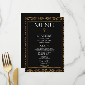 Menu Crie o Seu Próprio - Arte Deco Preto Minimalista