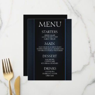 Menu Crie o Seu Próprio - Evento Minimalista Preto Azul
