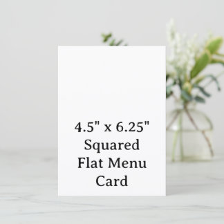 Menu Crie seu Personalizado 4.5" x 6.25" Quadrado Plano